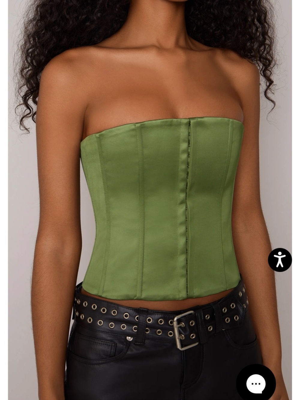 Guizio Green Satin Corset